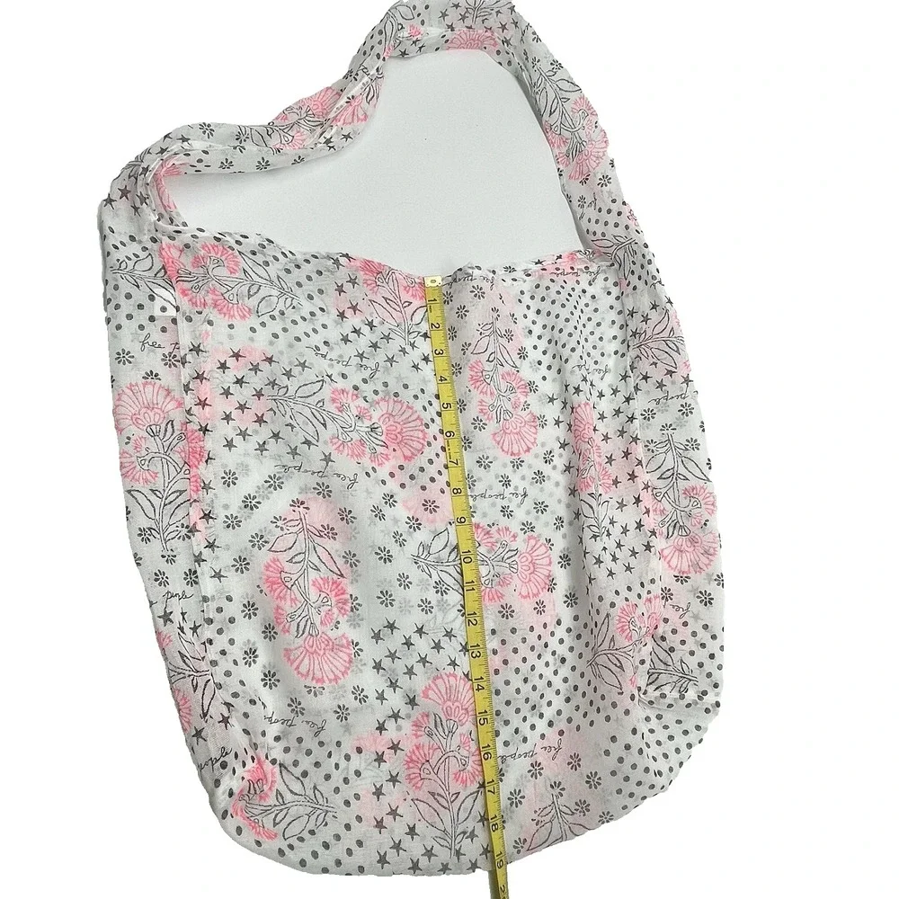 Free People Reusable‎ Shopping Tote Mesh Bag XL Boho Pink Floral Lightweight
